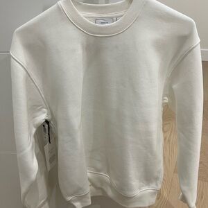 Aritzia Cozy Fleece Crew Neck Perfect Fit White